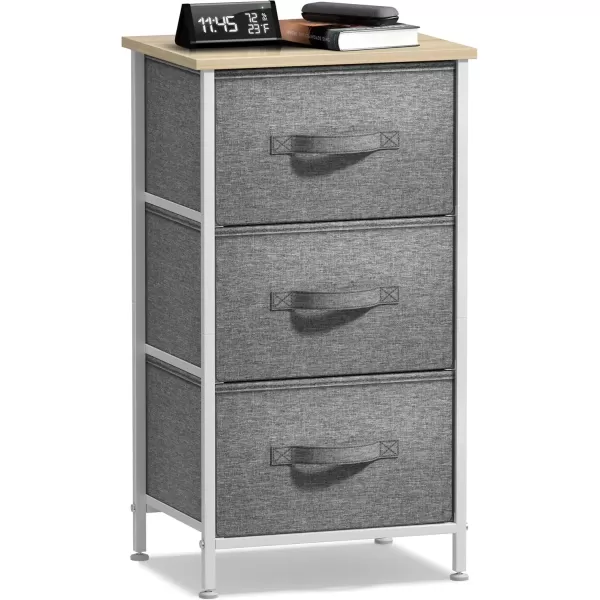imageSorbus Nightstand with 4 Drawers  Bedside Furniture ampamp Night Stand End Table Dresser with Steel Frame Wood Top Easy Pull Fabric Bins for Home Bedroom Accessories Office ampamp DormBeige