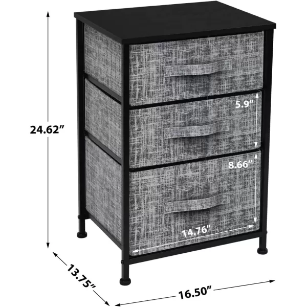 imageSorbus Nightstand with 4 Drawers  Bedside Furniture ampamp Night Stand End Table Dresser with Steel Frame Wood Top Easy Pull Fabric Bins for Home Bedroom Accessories Office ampamp DormGrayBlack
