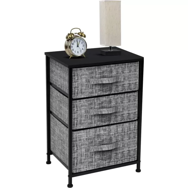 imageSorbus Nightstand with 4 Drawers  Bedside Furniture ampamp Night Stand End Table Dresser with Steel Frame Wood Top Easy Pull Fabric Bins for Home Bedroom Accessories Office ampamp DormGrayBlack