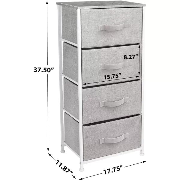 imageSorbus Nightstand with 4 Drawers  Bedside Furniture ampamp Night Stand End Table Dresser with Steel Frame Wood Top Easy Pull Fabric Bins for Home Bedroom Accessories Office ampamp DormGrey
