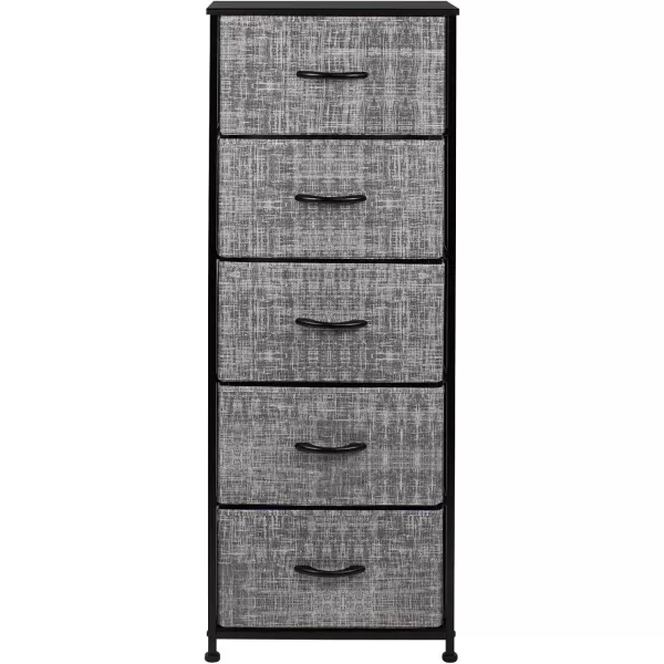 imageSorbus Nightstand with 4 Drawers  Bedside Furniture ampamp Night Stand End Table Dresser with Steel Frame Wood Top Easy Pull Fabric Bins for Home Bedroom Accessories Office ampamp DormGrayBlack