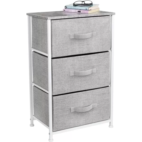 imageSorbus Nightstand with 4 Drawers  Bedside Furniture ampamp Night Stand End Table Dresser with Steel Frame Wood Top Easy Pull Fabric Bins for Home Bedroom Accessories Office ampamp DormGrey