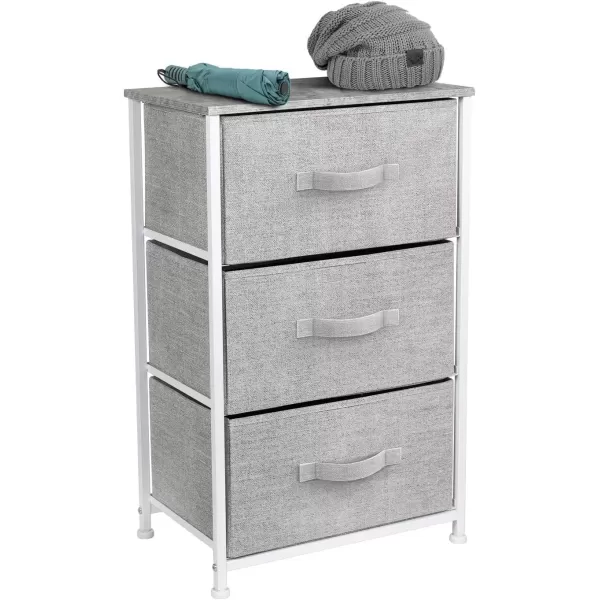 imageSorbus Nightstand with 4 Drawers  Bedside Furniture ampamp Night Stand End Table Dresser with Steel Frame Wood Top Easy Pull Fabric Bins for Home Bedroom Accessories Office ampamp DormGrey