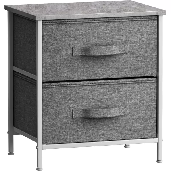 imageSorbus Nightstand with 4 Drawers  Bedside Furniture ampamp Night Stand End Table Dresser with Steel Frame Wood Top Easy Pull Fabric Bins for Home Bedroom Accessories Office ampamp DormGrey