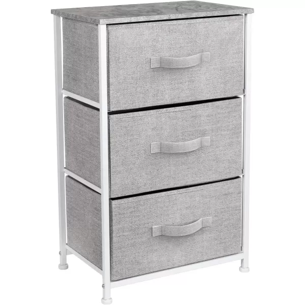 imageSorbus Nightstand with 4 Drawers  Bedside Furniture ampamp Night Stand End Table Dresser with Steel Frame Wood Top Easy Pull Fabric Bins for Home Bedroom Accessories Office ampamp DormGrey