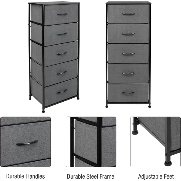 imageSorbus Nightstand with 4 Drawers  Bedside Furniture ampamp Night Stand End Table Dresser with Steel Frame Wood Top Easy Pull Fabric Bins for Home Bedroom Accessories Office ampamp DormBlack
