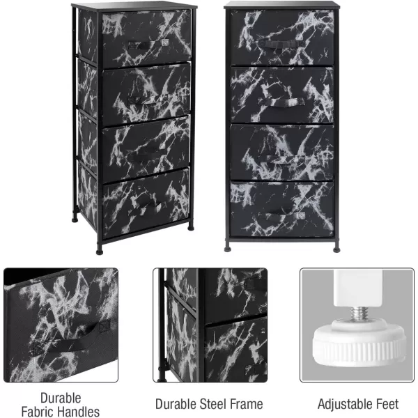 imageSorbus Nightstand with 4 Drawers  Bedside Furniture ampamp Night Stand End Table Dresser with Steel Frame Wood Top Easy Pull Fabric Bins for Home Bedroom Accessories Office ampamp DormMarble Black  Black Frame