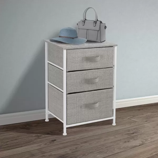 imageSorbus Nightstand with 4 Drawers  Bedside Furniture ampamp Night Stand End Table Dresser with Steel Frame Wood Top Easy Pull Fabric Bins for Home Bedroom Accessories Office ampamp DormGrey