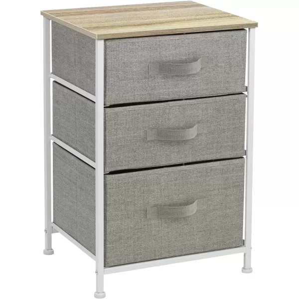 imageSorbus Nightstand with 4 Drawers  Bedside Furniture ampamp Night Stand End Table Dresser with Steel Frame Wood Top Easy Pull Fabric Bins for Home Bedroom Accessories Office ampamp DormBeige