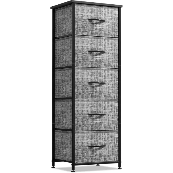 imageSorbus Nightstand with 4 Drawers  Bedside Furniture ampamp Night Stand End Table Dresser with Steel Frame Wood Top Easy Pull Fabric Bins for Home Bedroom Accessories Office ampamp DormGrayBlack