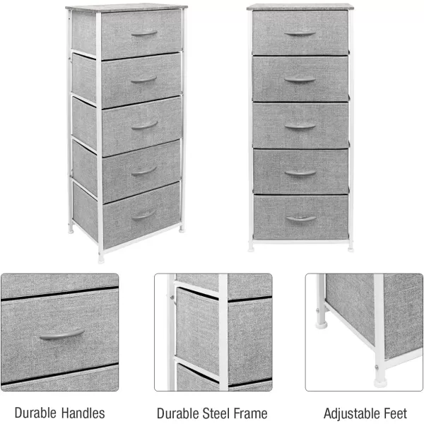 imageSorbus Nightstand with 4 Drawers  Bedside Furniture ampamp Night Stand End Table Dresser with Steel Frame Wood Top Easy Pull Fabric Bins for Home Bedroom Accessories Office ampamp DormGrey