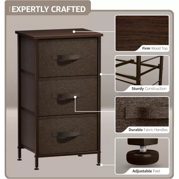 imageSorbus Nightstand with 4 Drawers  Bedside Furniture ampamp Night Stand End Table Dresser with Steel Frame Wood Top Easy Pull Fabric Bins for Home Bedroom Accessories Office ampamp DormBrown