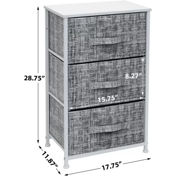 imageSorbus Nightstand with 4 Drawers  Bedside Furniture ampamp Night Stand End Table Dresser with Steel Frame Wood Top Easy Pull Fabric Bins for Home Bedroom Accessories Office ampamp DormGrayWhite