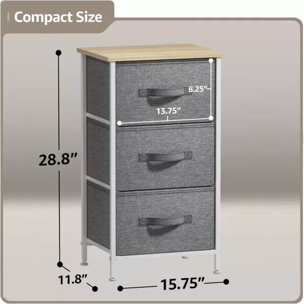 imageSorbus Nightstand with 4 Drawers  Bedside Furniture ampamp Night Stand End Table Dresser with Steel Frame Wood Top Easy Pull Fabric Bins for Home Bedroom Accessories Office ampamp DormBeige