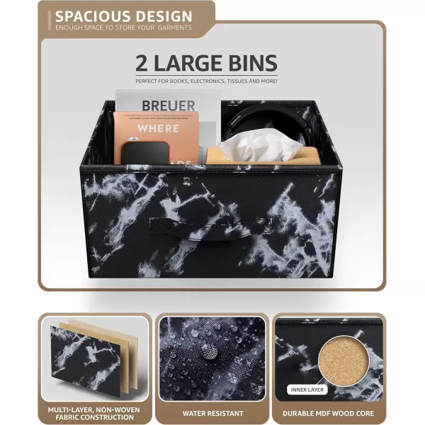 imageSorbus Nightstand with 4 Drawers  Bedside Furniture ampamp Night Stand End Table Dresser with Steel Frame Wood Top Easy Pull Fabric Bins for Home Bedroom Accessories Office ampamp DormMarble Black  Black Frame