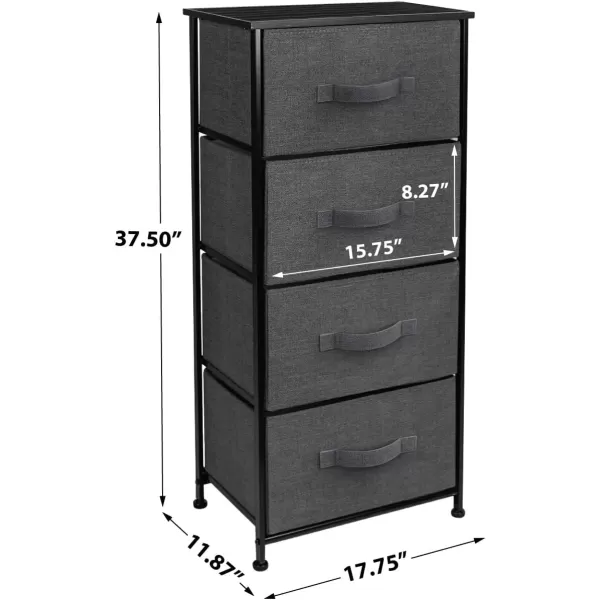 imageSorbus Nightstand with 4 Drawers  Bedside Furniture ampamp Night Stand End Table Dresser with Steel Frame Wood Top Easy Pull Fabric Bins for Home Bedroom Accessories Office ampamp DormBlack