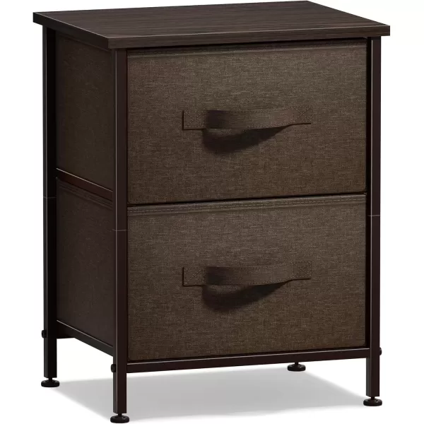 imageSorbus Nightstand with 4 Drawers  Bedside Furniture ampamp Night Stand End Table Dresser with Steel Frame Wood Top Easy Pull Fabric Bins for Home Bedroom Accessories Office ampamp DormBrown