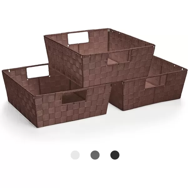 imageSorbus Set of 9 Woven Storage Baskets  Mesh HandWoven Baskets for Organizing Fabric Storage Bins for Linen Closet Organizer Storage Baskets for Shelves Home Organization and Decor BlackChocolate