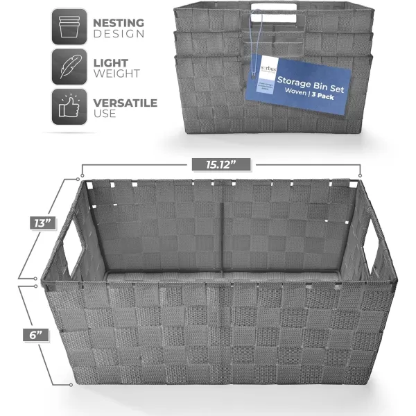 imageSorbus Set of 9 Woven Storage Baskets  Mesh HandWoven Baskets for Organizing Fabric Storage Bins for Linen Closet Organizer Storage Baskets for Shelves Home Organization and Decor BlackGray