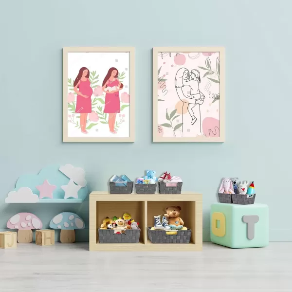 imageSorbus Set of 9 Woven Storage Baskets  Mesh HandWoven Baskets for Organizing Fabric Storage Bins for Linen Closet Organizer Storage Baskets for Shelves Home Organization and Decor BlackGray