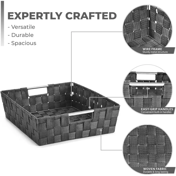 imageSorbus Set of 9 Woven Storage Baskets  Mesh HandWoven Baskets for Organizing Fabric Storage Bins for Linen Closet Organizer Storage Baskets for Shelves Home Organization and Decor BlackGray