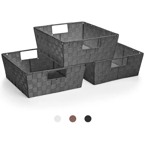 imageSorbus Set of 9 Woven Storage Baskets  Mesh HandWoven Baskets for Organizing Fabric Storage Bins for Linen Closet Organizer Storage Baskets for Shelves Home Organization and Decor BlackGray