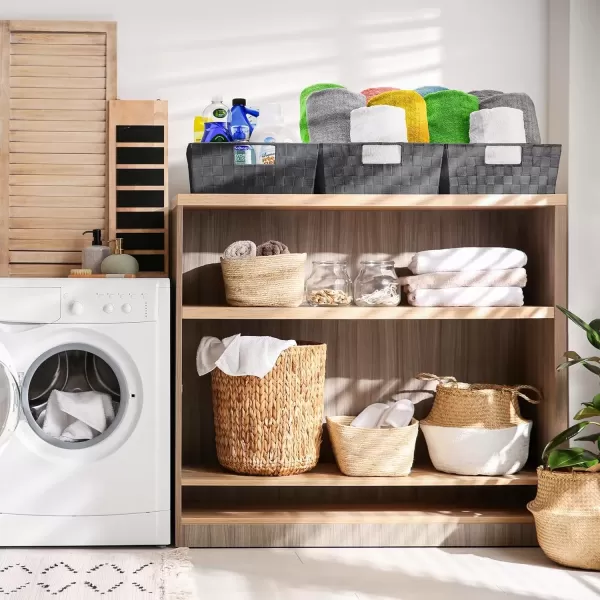 imageSorbus Set of 9 Woven Storage Baskets  Mesh HandWoven Baskets for Organizing Fabric Storage Bins for Linen Closet Organizer Storage Baskets for Shelves Home Organization and Decor BlackGray