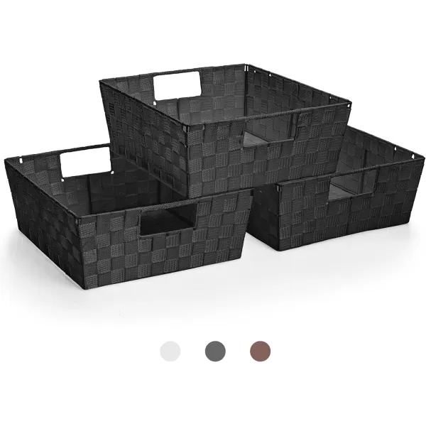 imageSorbus Set of 9 Woven Storage Baskets  Mesh HandWoven Baskets for Organizing Fabric Storage Bins for Linen Closet Organizer Storage Baskets for Shelves Home Organization and Decor BlackBlack