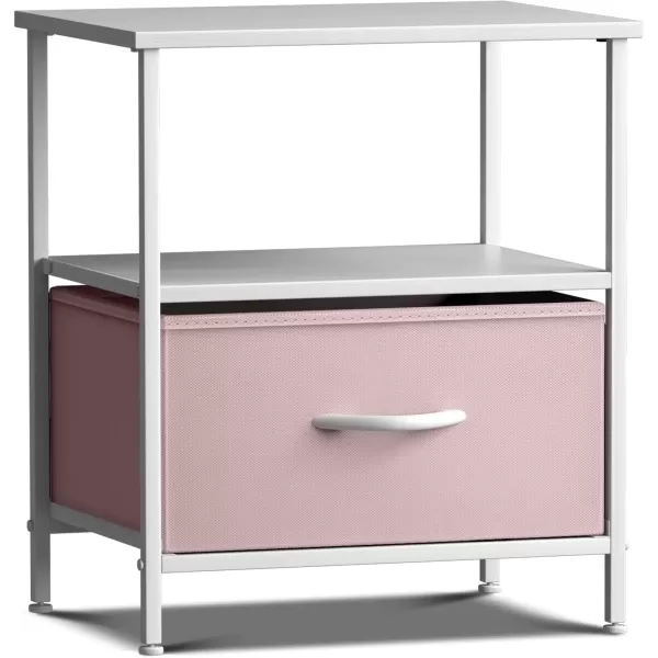 imageSorbus 2 Drawer Shelf Storage Nightstand  Kids Bedside Furniture End Table Night Stand with Steel Frame Wood Top ampamp Easy Pull Fabric Bins Dresser ampamp Chest for Home Bedroom Accessories Office ampamp CollegePink