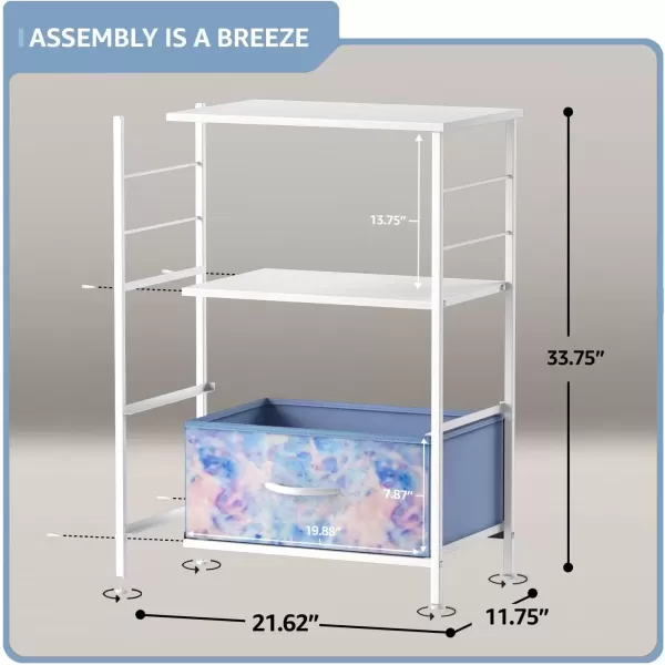imageSorbus 2 Drawer Shelf Storage Nightstand  Kids Bedside Furniture End Table Night Stand with Steel Frame Wood Top ampamp Easy Pull Fabric Bins Dresser ampamp Chest for Home Bedroom Accessories Office ampamp CollegeTiedye Blue