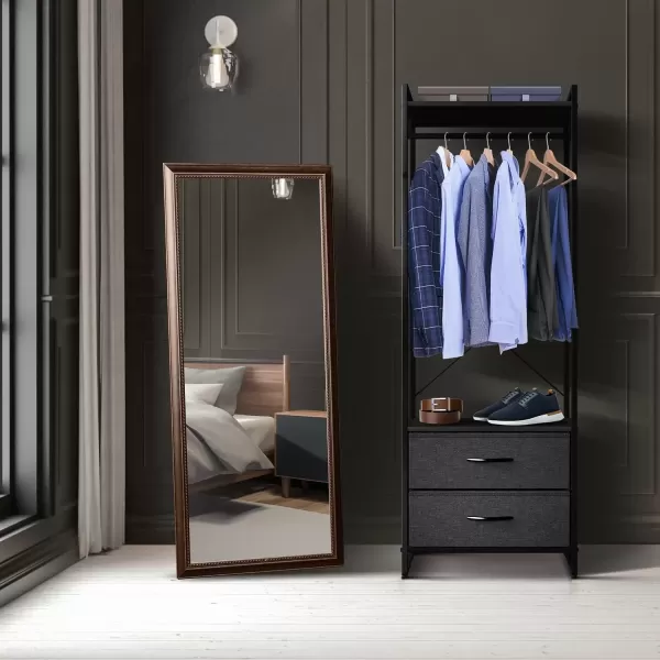 imageSorbus Clothing Rack with Drawers  Clothes Stand Dresser  Wood Top Steel Frame ampamp Fabric Drawers  Tall Closet Storage Organizer  Garment Rack for Hanging Shirts Dresses ampamp JacketsBlack