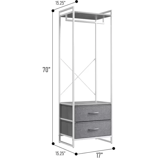 imageSorbus Clothing Rack with Drawers  Clothes Stand Dresser  Wood Top Steel Frame ampamp Fabric Drawers  Tall Closet Storage Organizer  Garment Rack for Hanging Shirts Dresses ampamp JacketsGrey