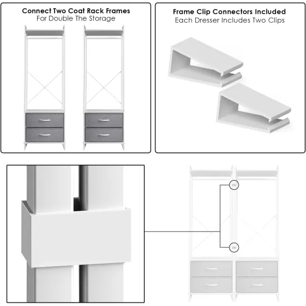 imageSorbus Clothing Rack with Drawers  Clothes Stand Dresser  Wood Top Steel Frame ampamp Fabric Drawers  Tall Closet Storage Organizer  Garment Rack for Hanging Shirts Dresses ampamp JacketsWhite