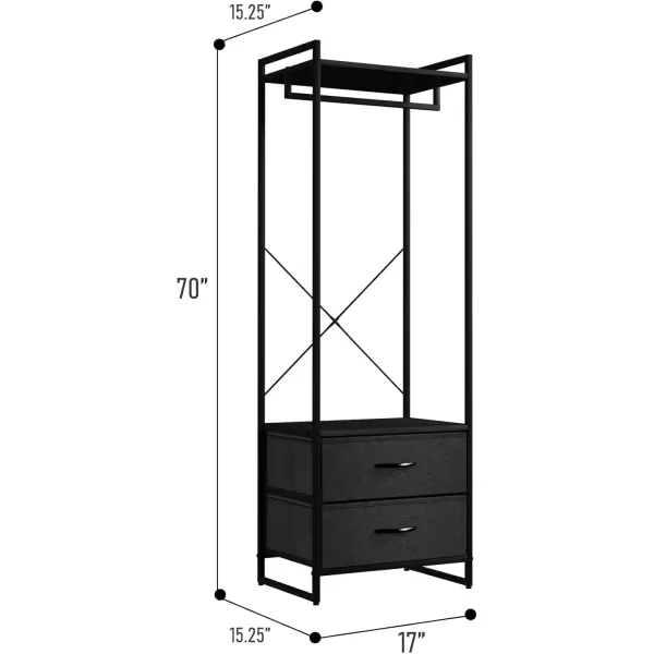 imageSorbus Clothing Rack with Drawers  Clothes Stand Dresser  Wood Top Steel Frame ampamp Fabric Drawers  Tall Closet Storage Organizer  Garment Rack for Hanging Shirts Dresses ampamp JacketsBlack