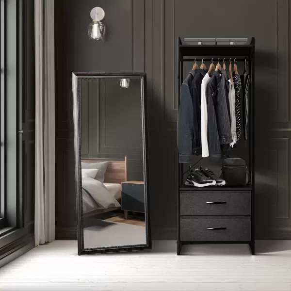 imageSorbus Clothing Rack with Drawers  Clothes Stand Dresser  Wood Top Steel Frame ampamp Fabric Drawers  Tall Closet Storage Organizer  Garment Rack for Hanging Shirts Dresses ampamp JacketsBlack