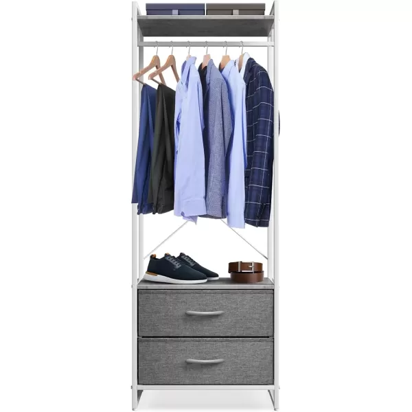 imageSorbus Clothing Rack with Drawers  Clothes Stand Dresser  Wood Top Steel Frame ampamp Fabric Drawers  Tall Closet Storage Organizer  Garment Rack for Hanging Shirts Dresses ampamp JacketsGrey