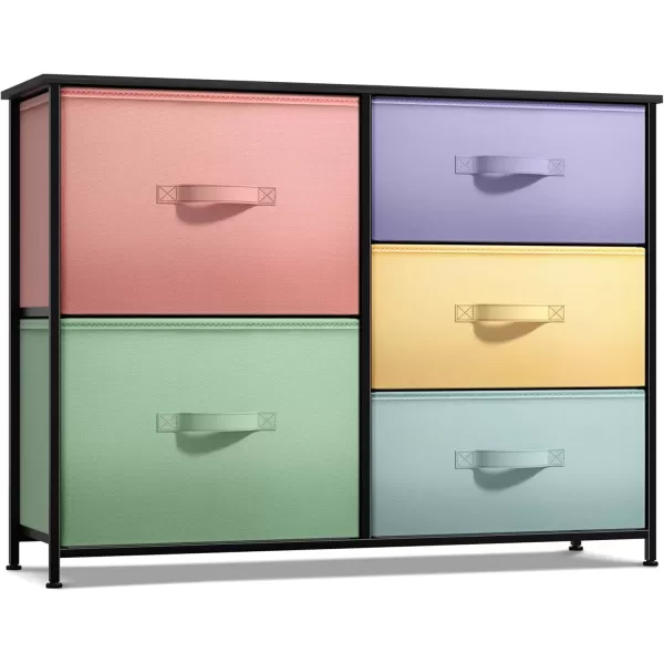 imageSorbus Dresser with 6 Drawers  Furniture Storage Tower Unit for Bedroom Hallway Closet Office Organization  Steel Frame Wood Top Easy Pull Fabric Bins 6Drawer Pastel PurplePastelBlack