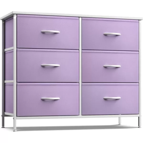imageSorbus Dresser with 6 Drawers  Furniture Storage Tower Unit for Bedroom Hallway Closet Office Organization  Steel Frame Wood Top Easy Pull Fabric Bins 6Drawer Pastel PurplePurple
