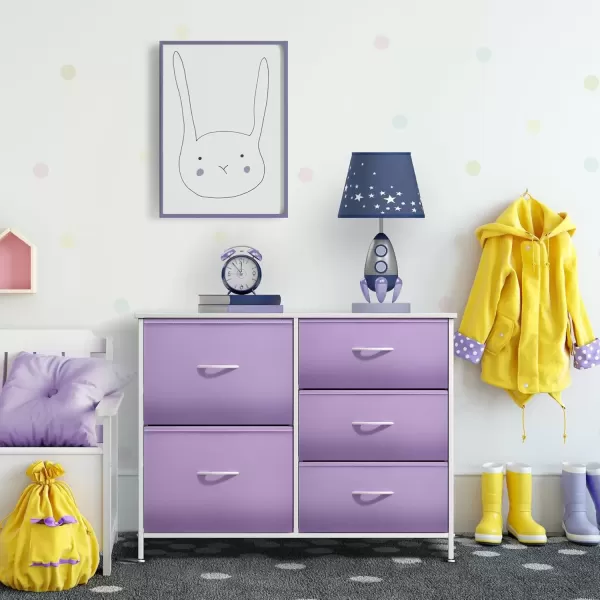 imageSorbus Dresser with 6 Drawers  Furniture Storage Tower Unit for Bedroom Hallway Closet Office Organization  Steel Frame Wood Top Easy Pull Fabric Bins 6Drawer Pastel PurplePurple