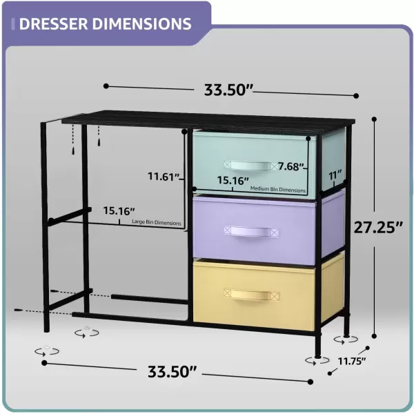 imageSorbus Dresser with 6 Drawers  Furniture Storage Tower Unit for Bedroom Hallway Closet Office Organization  Steel Frame Wood Top Easy Pull Fabric Bins 6Drawer Pastel PurplePastelBlack
