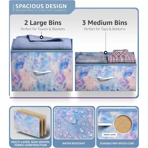 imageSorbus Dresser with 6 Drawers  Furniture Storage Tower Unit for Bedroom Hallway Closet Office Organization  Steel Frame Wood Top Easy Pull Fabric Bins 6Drawer Pastel PurpleBlue Tie Dye