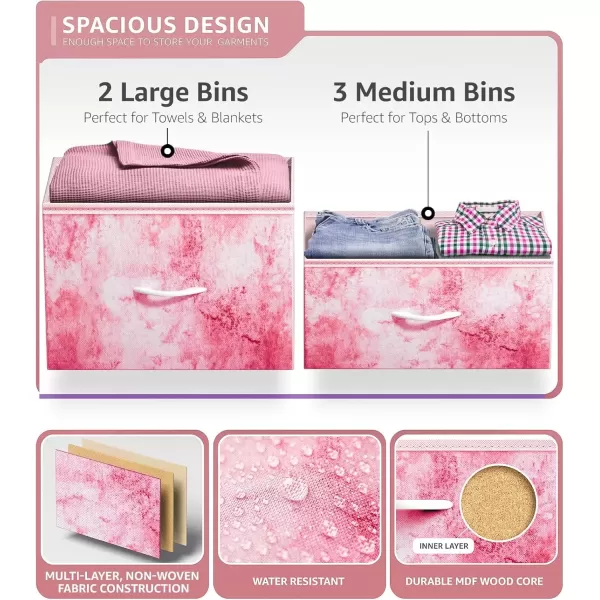 imageSorbus Dresser with 6 Drawers  Furniture Storage Tower Unit for Bedroom Hallway Closet Office Organization  Steel Frame Wood Top Easy Pull Fabric Bins 6Drawer Pastel PurplePink Tie Dye