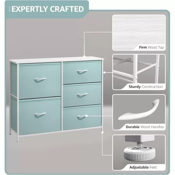 imageSorbus Dresser with 6 Drawers  Furniture Storage Tower Unit for Bedroom Hallway Closet Office Organization  Steel Frame Wood Top Easy Pull Fabric Bins 6Drawer Pastel PurpleAqua