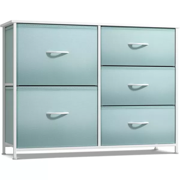 imageSorbus Dresser with 6 Drawers  Furniture Storage Tower Unit for Bedroom Hallway Closet Office Organization  Steel Frame Wood Top Easy Pull Fabric Bins 6Drawer Pastel PurpleAqua