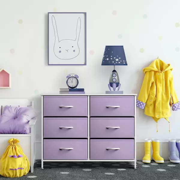 imageSorbus Dresser with 6 Drawers  Furniture Storage Tower Unit for Bedroom Hallway Closet Office Organization  Steel Frame Wood Top Easy Pull Fabric Bins 6Drawer Pastel PurplePurple