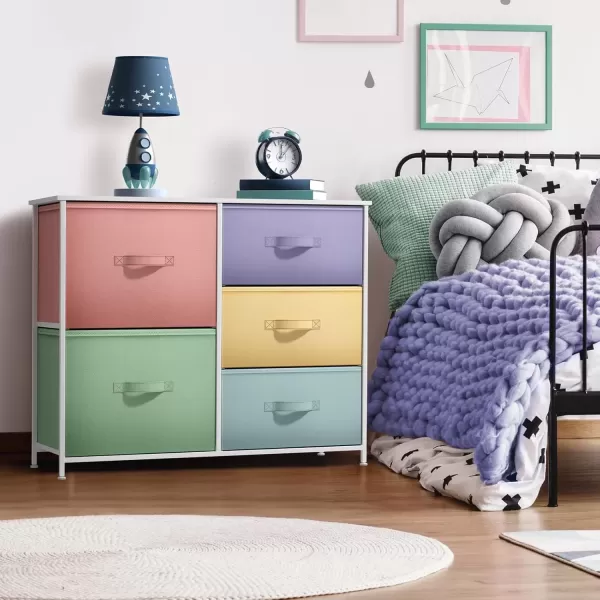 imageSorbus Dresser with 6 Drawers  Furniture Storage Tower Unit for Bedroom Hallway Closet Office Organization  Steel Frame Wood Top Easy Pull Fabric Bins 6Drawer Pastel PurplePastelWhite