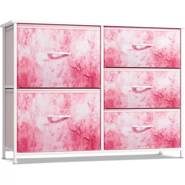 imageSorbus Dresser with 6 Drawers  Furniture Storage Tower Unit for Bedroom Hallway Closet Office Organization  Steel Frame Wood Top Easy Pull Fabric Bins 6Drawer Pastel PurplePink Tie Dye