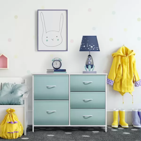 imageSorbus Dresser with 6 Drawers  Furniture Storage Tower Unit for Bedroom Hallway Closet Office Organization  Steel Frame Wood Top Easy Pull Fabric Bins 6Drawer Pastel PurpleAqua