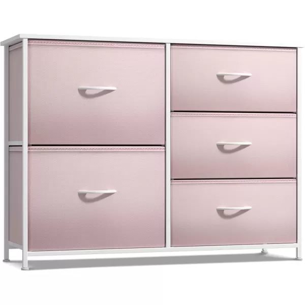 imageSorbus Dresser with 6 Drawers  Furniture Storage Tower Unit for Bedroom Hallway Closet Office Organization  Steel Frame Wood Top Easy Pull Fabric Bins 6Drawer Pastel PurplePink