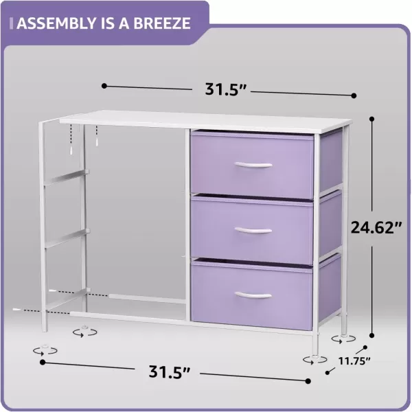 imageSorbus Dresser with 6 Drawers  Furniture Storage Tower Unit for Bedroom Hallway Closet Office Organization  Steel Frame Wood Top Easy Pull Fabric Bins 6Drawer Pastel PurplePurple